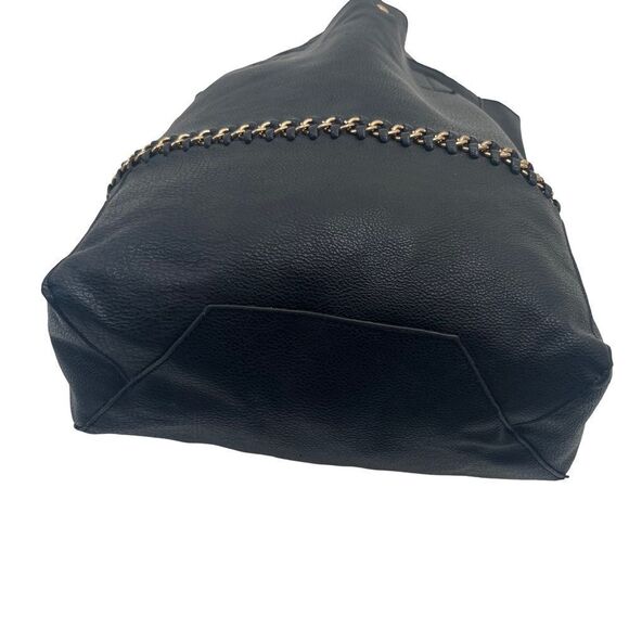 VTG Le Chateau Black Pebble Leather Chain Link Bucket Shoulder Bag Purse - Picture 7 of 11